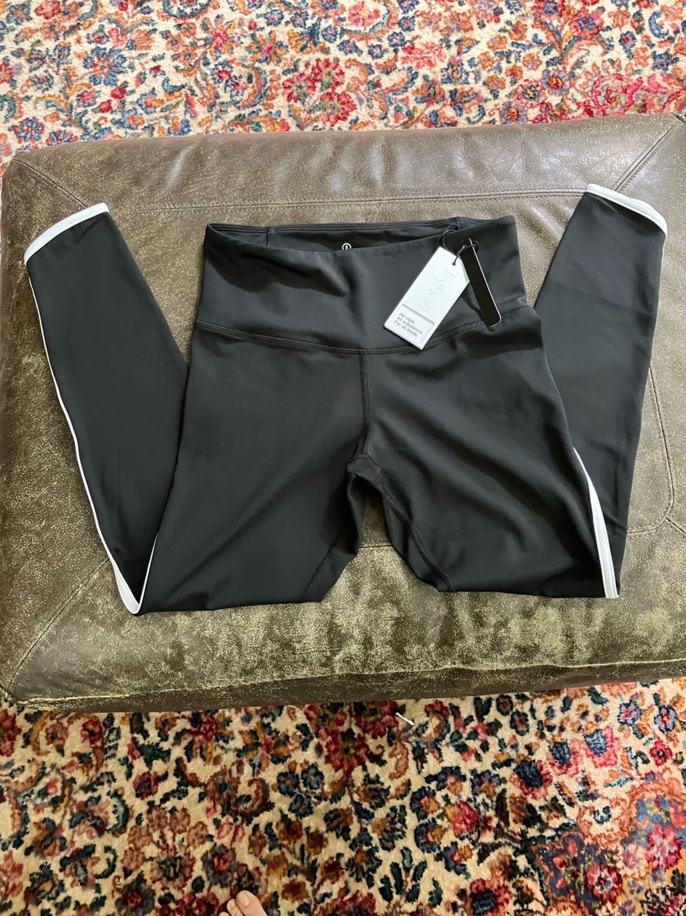 Lilybod Black High-Rise Performance Leggings with White Trim